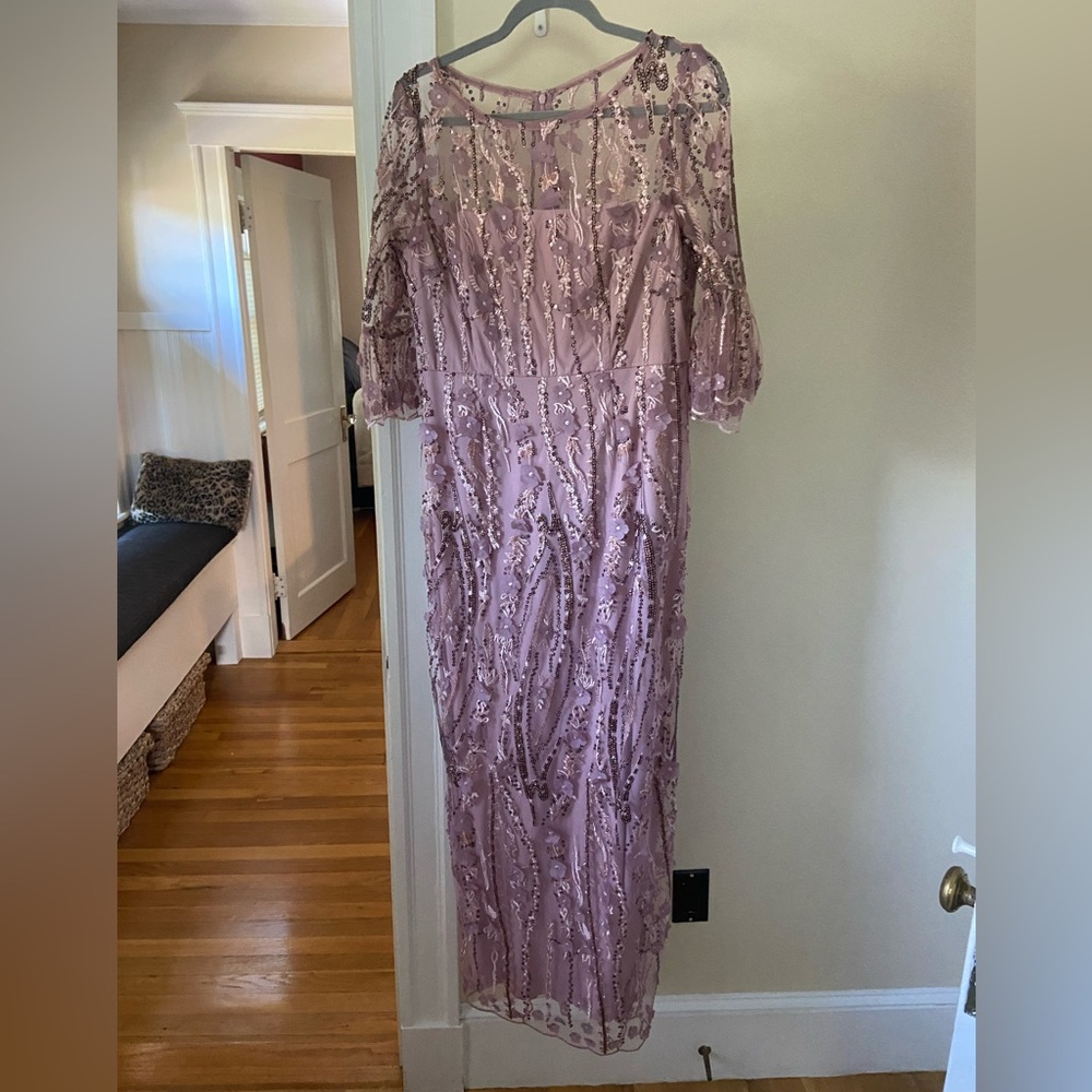 Adrianna Papell Lavender Sequin Maxi Dress